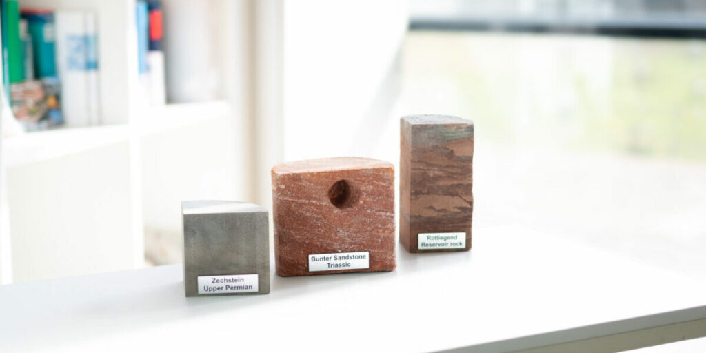 Gesteine wie Rotliegend Sandstein, Zechstein Karbonat oder Buntsandstein können Lithium enthalten Bildnachweis: © Fraunhofer IEG