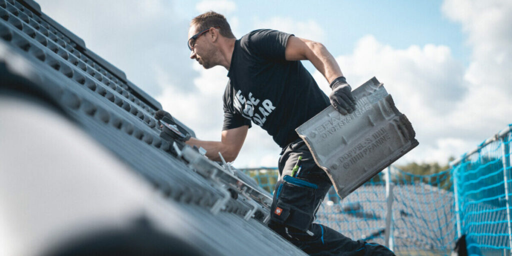 Installation, Photovoltaik, Dachanlage, Handwerker