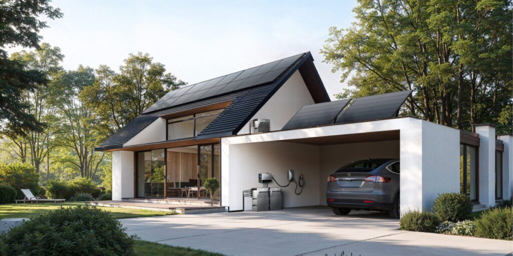 Eigenheim mit Photovoltaik-Anlage, Speicher, Elektroauto und Wallbox