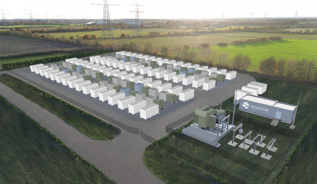 Eco Stor, Rendering, Batteriespeicher in Schuby, 103,5 Megawatt Leistung, 238 Megawattstunden Kapazität, geplanter Netzanschluss Mitte 2026