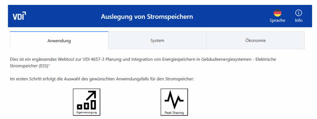 VDI, Stromspeicherrechner, zwei Anwendungsfälle, Lastspitzenkappung, Eigenverbrauch, Wirtschaftlichkeit, Dimensionierung