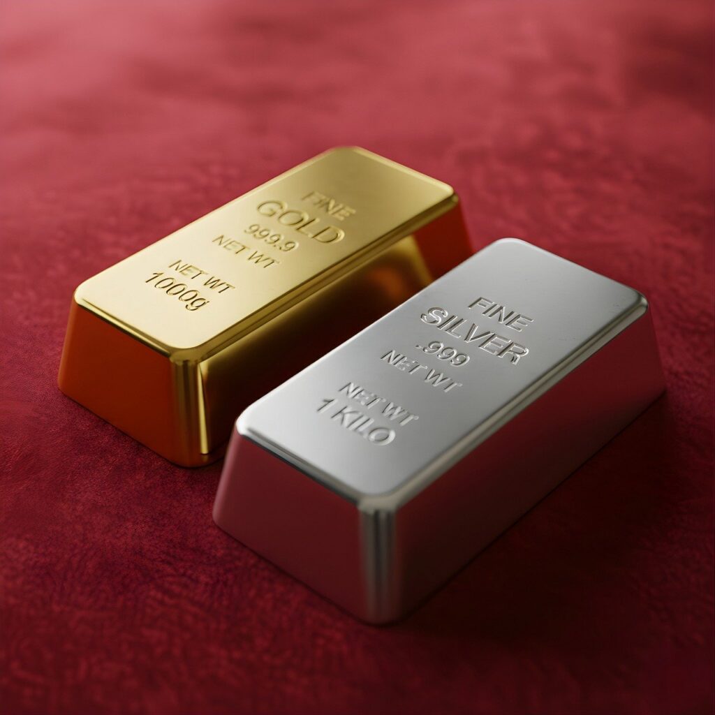 Gold- und Silberbarren