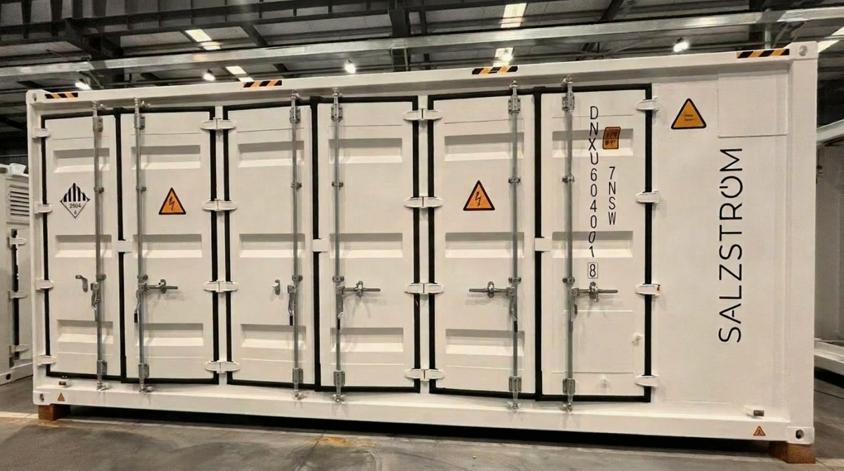 Salzstrom, Batteriecontainer, Natrium-Eisenphoshat-Technologie