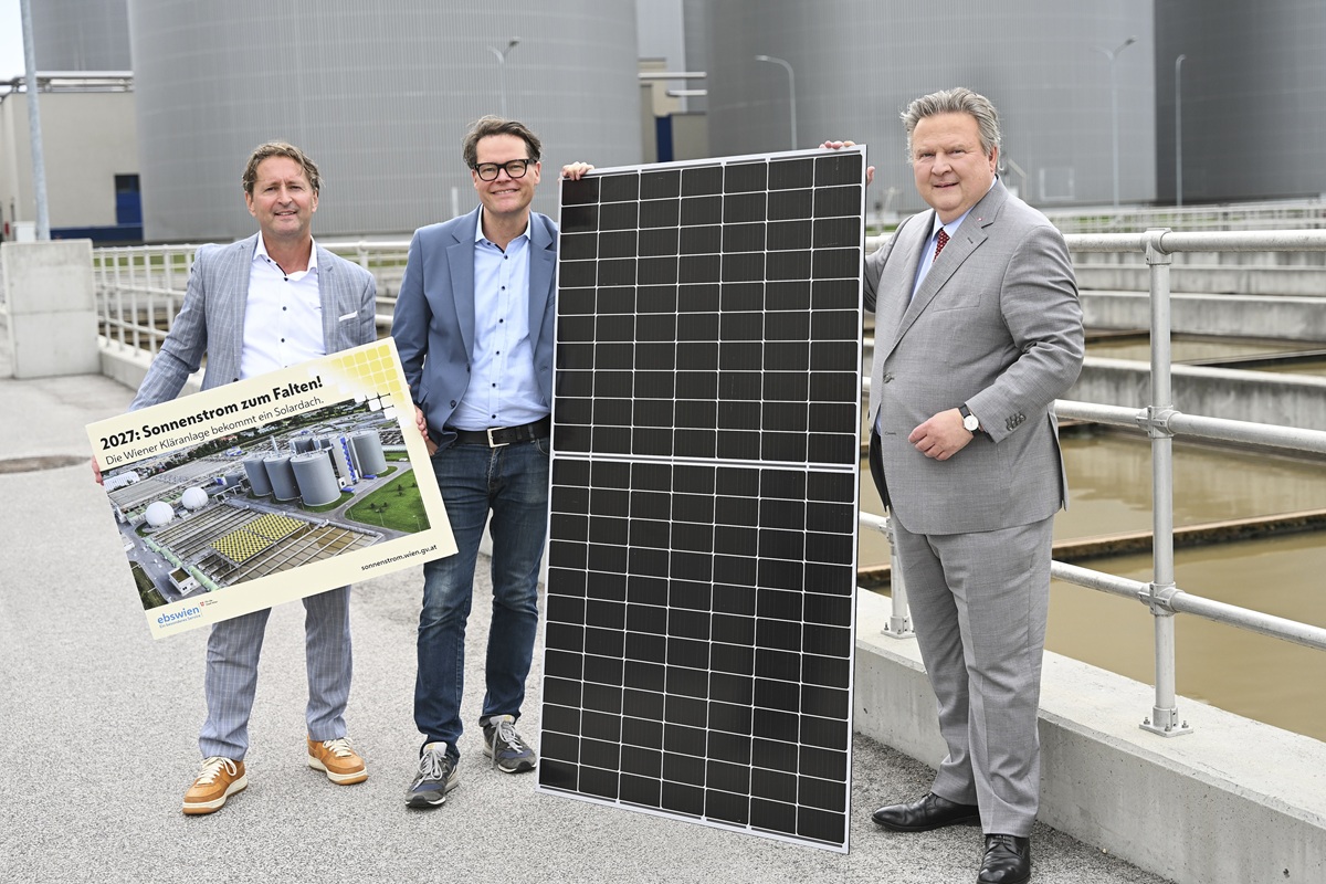 Wien bereitet bei eibner Kläranlage den Bau eines Photovoltaik-Faltdachs vor