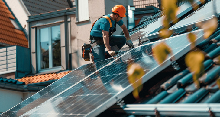 Montage von Photovoltaik­anlagen auf dem Dach