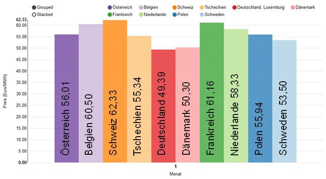 Börsenstrompreise Januar 2019