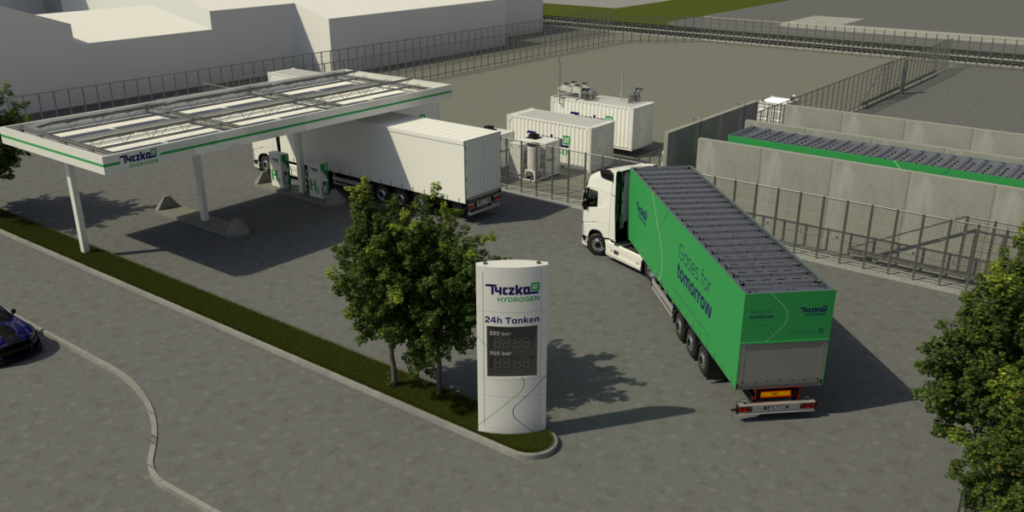Rendering, Wasserstoff-Tankstelle, Tyczka Hydrogen, Bayern