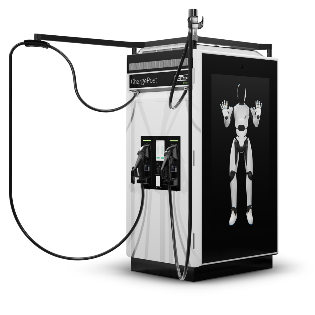Schnellladelösung mit integriertem Batteriespeicher und Werbedisplay