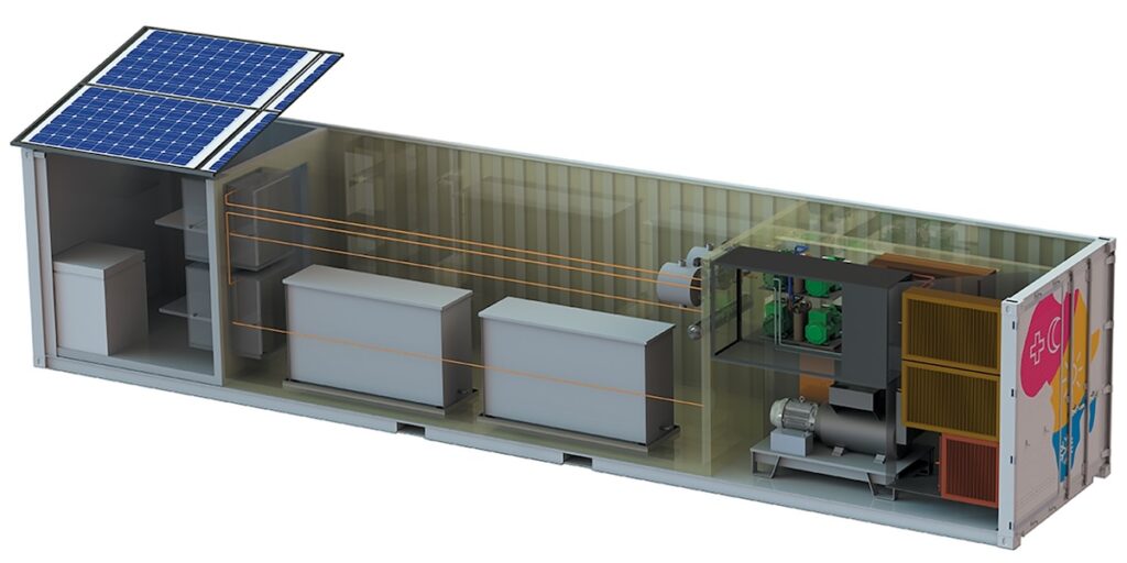 EU-Projekt SophiA, Offgrid-Energieversorgung für Krankenhäuser, Konzept für energieautonomes Kühl- und Wasseraufbereitungscontainersystem
