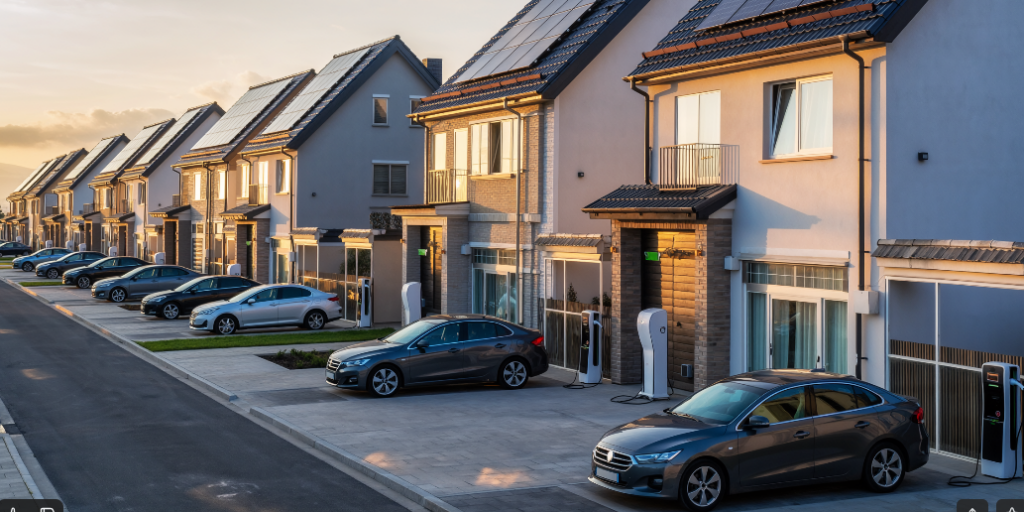 Photovoltaik-Dachanlagen und Elektroautos, Symbolbild, Densys