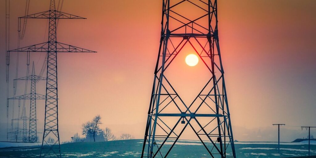 Strommast, Sonnenuntergang, Pixabay