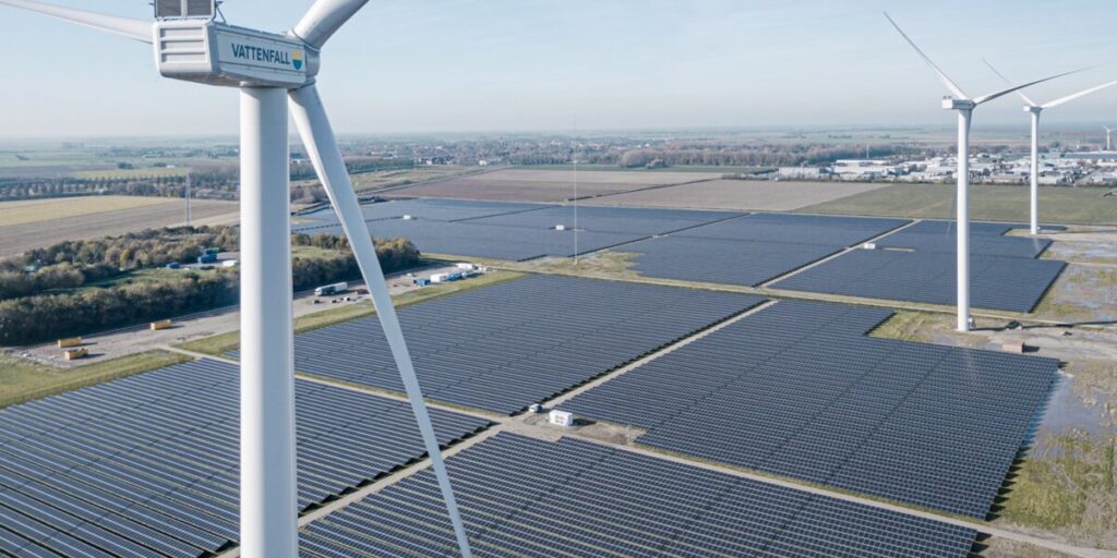 Vattenfall, Windpark und Solarpark an einem Netzanschluss, Niederlande