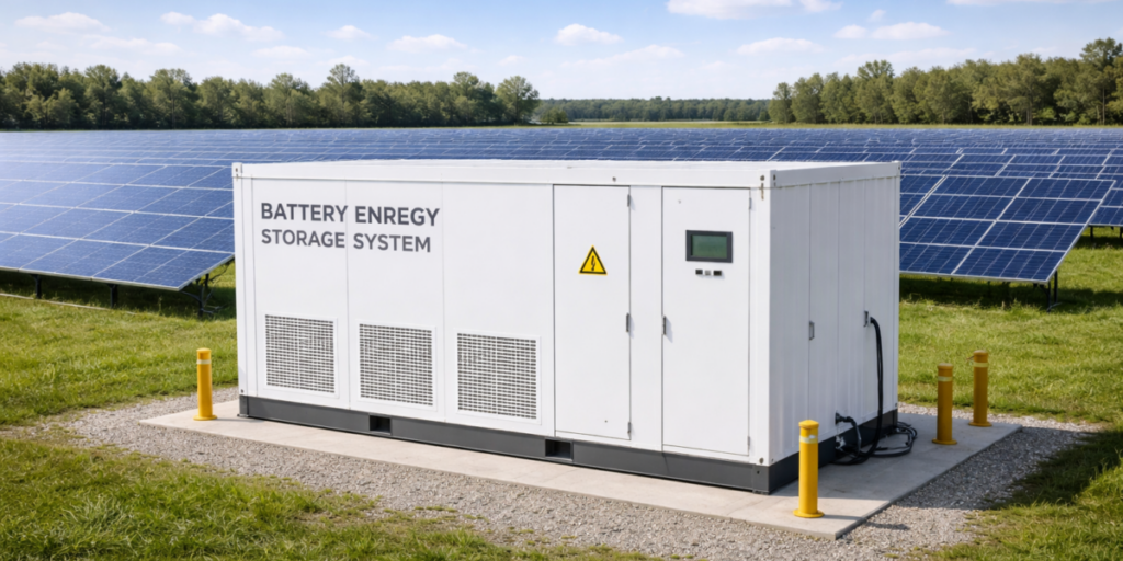 Batteriespeicher in Solarkraftwerk