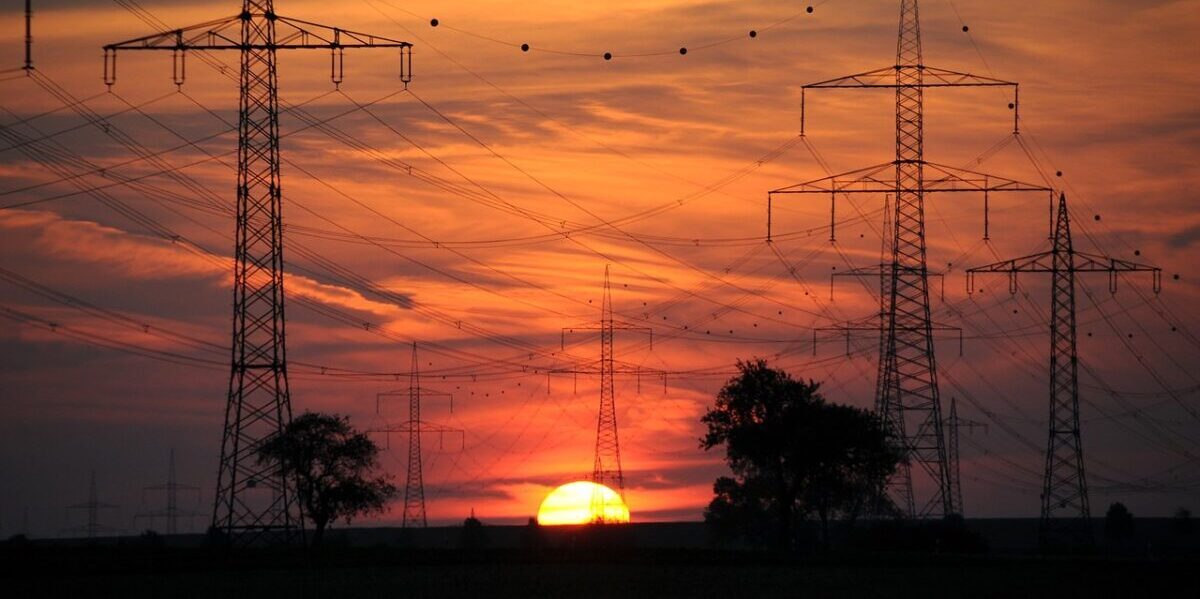 Stromnetz, Sonnenuntergang, Pixabay